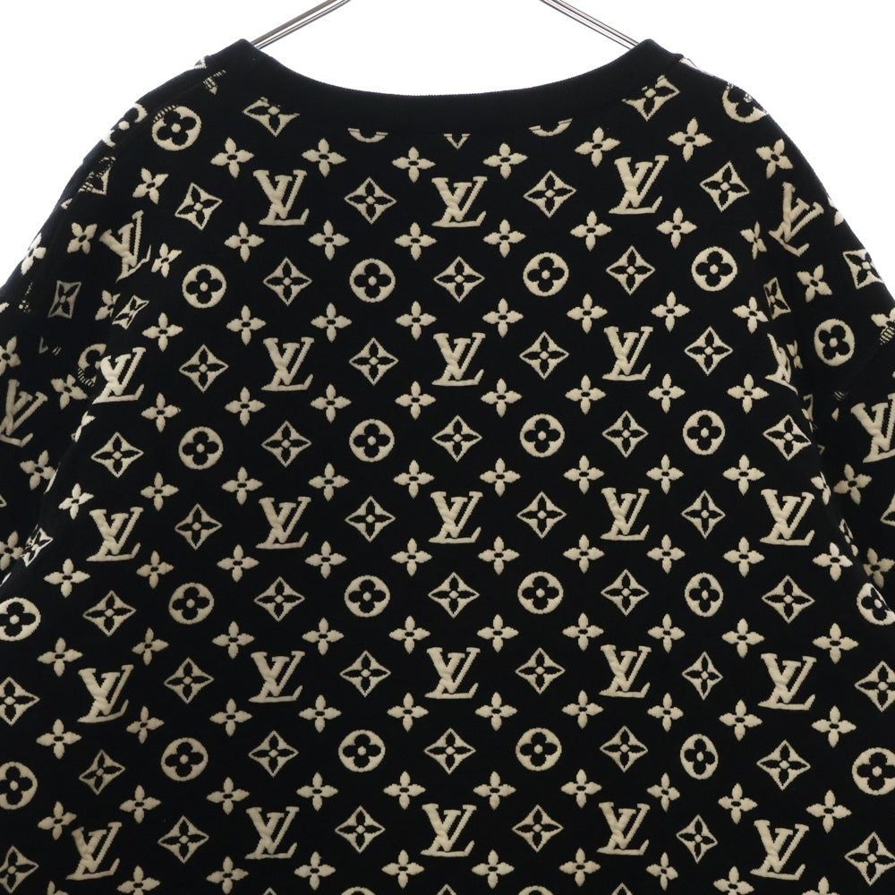 LOUIS VUITTON(ルイヴィトン) フルモノグラムジャカード クルーネック スウェット トレーナー ネイビー×ホワイト RM211Q TCJ HIY53W