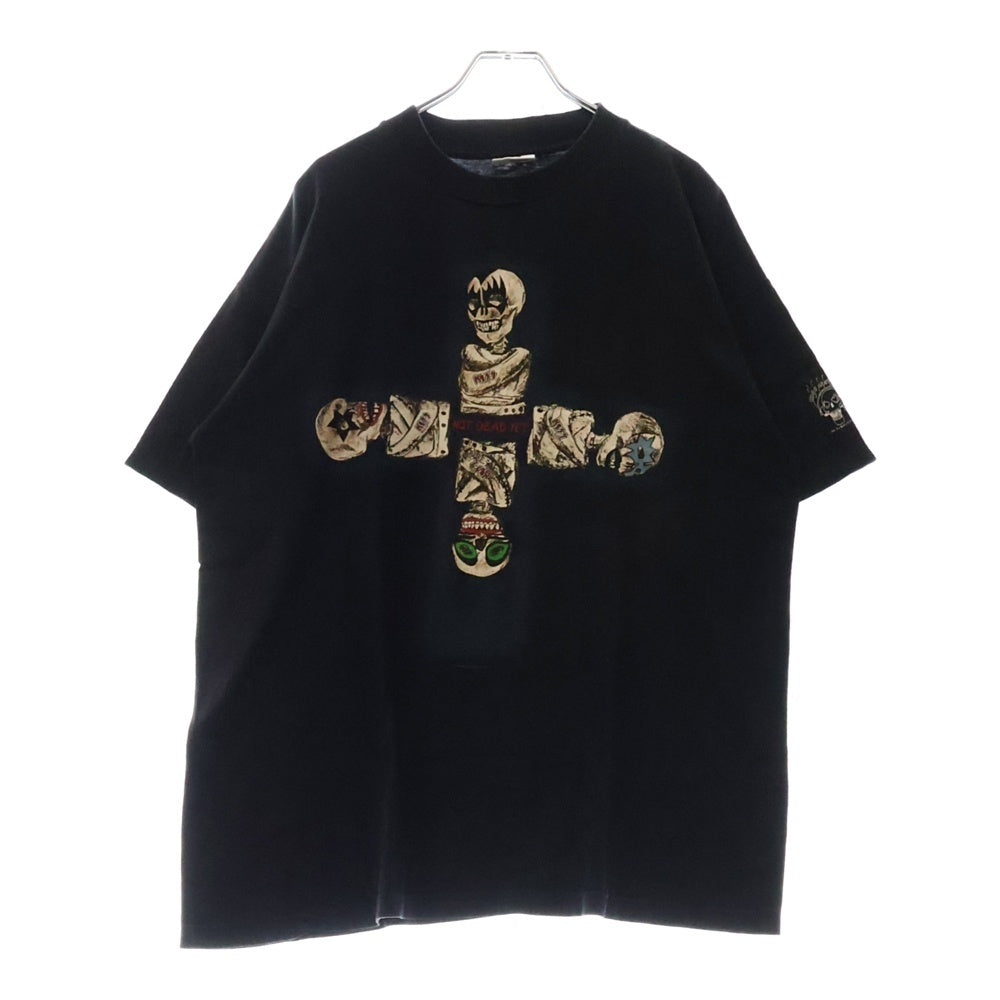 VINTAGE(ヴィンテージ) 90s KISS NOT DEAD キス フロント プリント Tシャツ 半袖カットソー ブラック