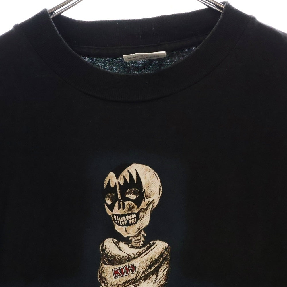VINTAGE(ヴィンテージ) 90s KISS NOT DEAD キス フロント プリント Tシャツ 半袖カットソー ブラック