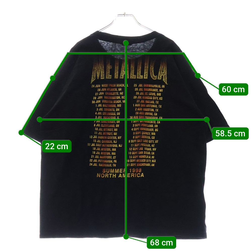 VINTAGE(ヴィンテージ) 90s METALLICA SUMMER 1998 NORTH AMERICA TOUR メタリカ サマーツアー Tシャツ 半袖カットソー ブラック