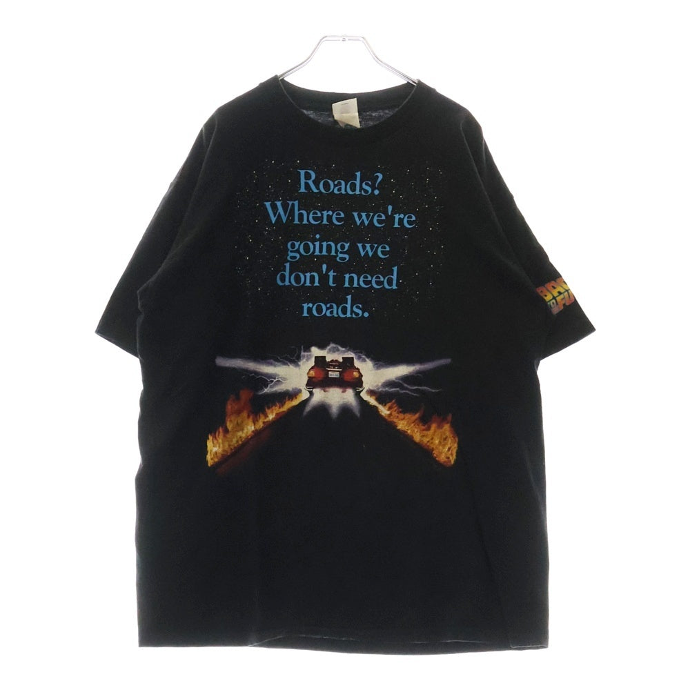 VINTAGE(ヴィンテージ) 90s BACK TO THE FUTURE Roads? Where we're going we don't need roads バック・トゥ・ザ・フューチャー Tシャツ 半袖カットソー ブラック