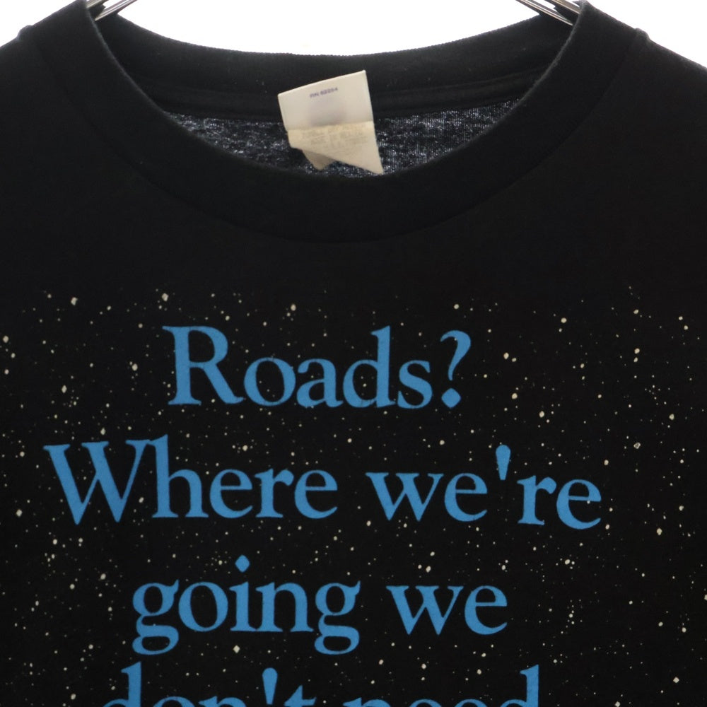 VINTAGE(ヴィンテージ) 90s BACK TO THE FUTURE Roads? Where we're going we don't need roads バック・トゥ・ザ・フューチャー Tシャツ 半袖カットソー ブラック