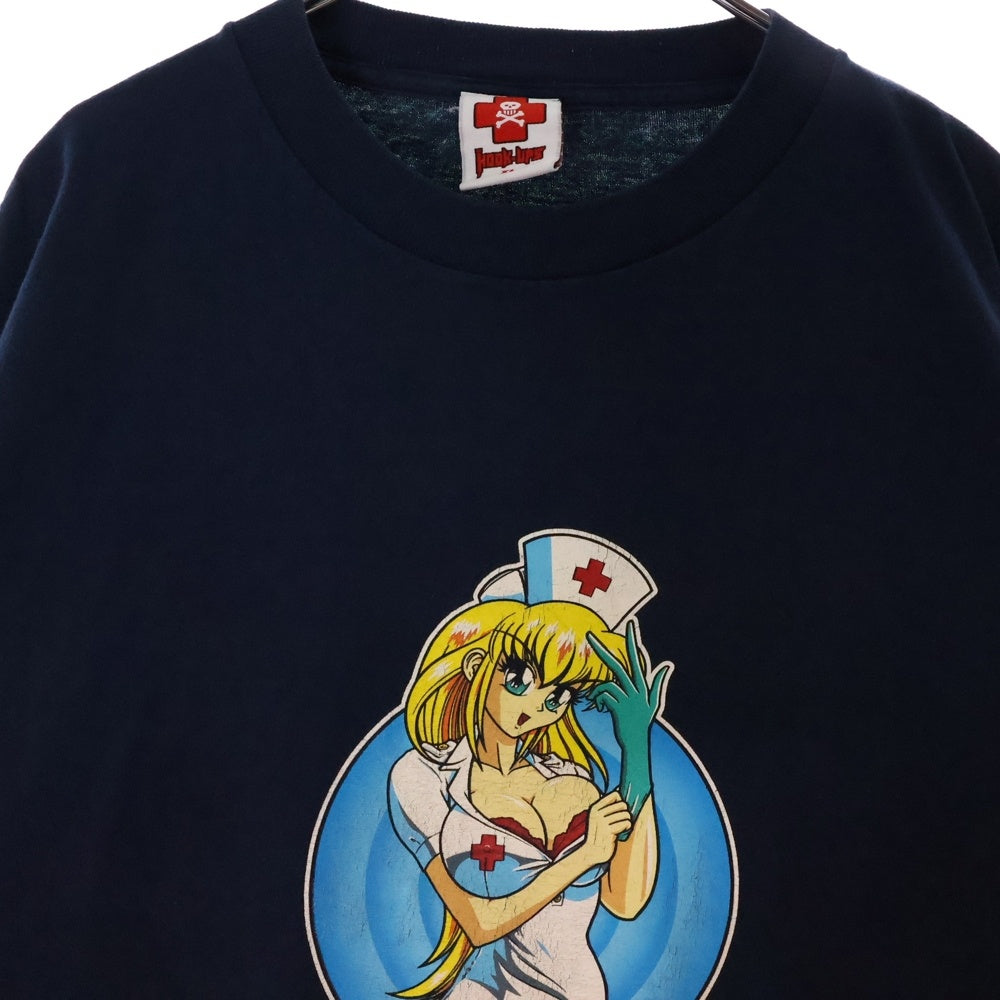 VINTAGE(ヴィンテージ) 90s HOOK UPS L/S フックアップス ロングスリーブ アームプリント Tシャツ 長袖カットソー ネイビー