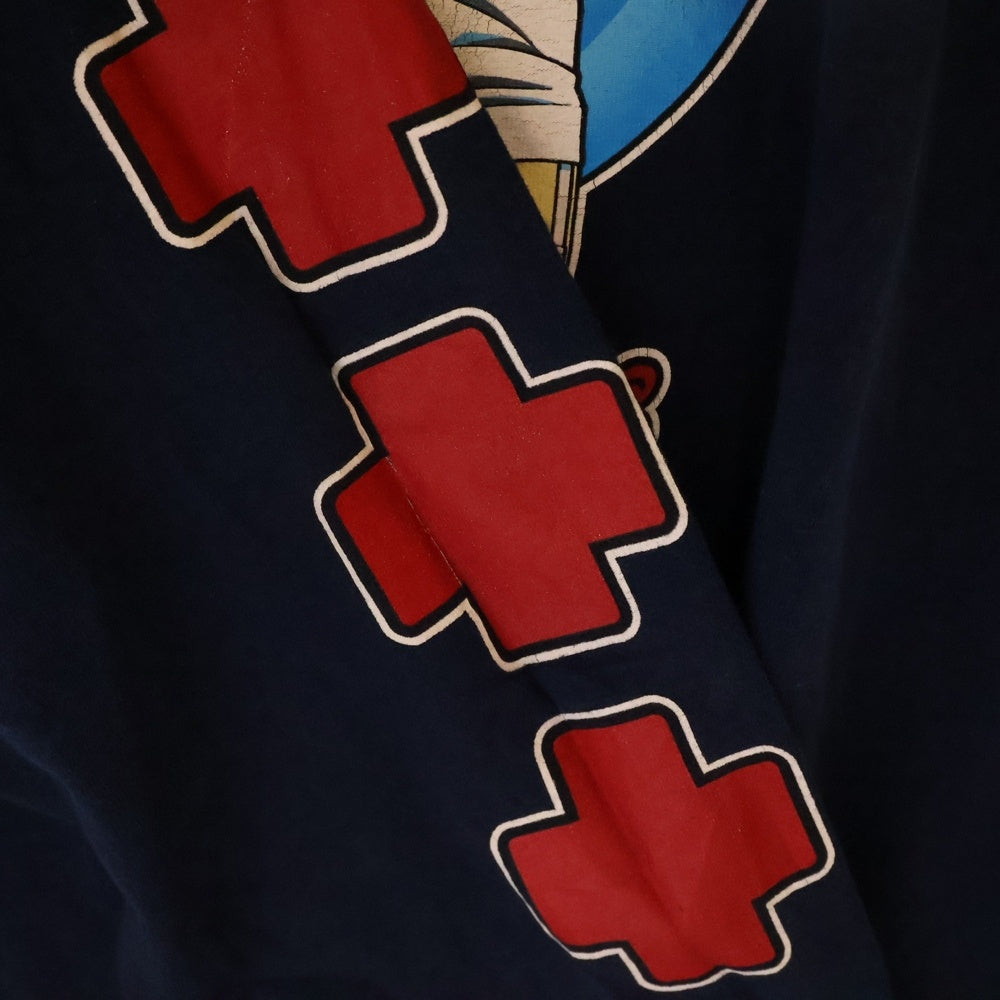 VINTAGE(ヴィンテージ) 90s HOOK UPS L/S フックアップス ロングスリーブ アームプリント Tシャツ 長袖カットソー ネイビー
