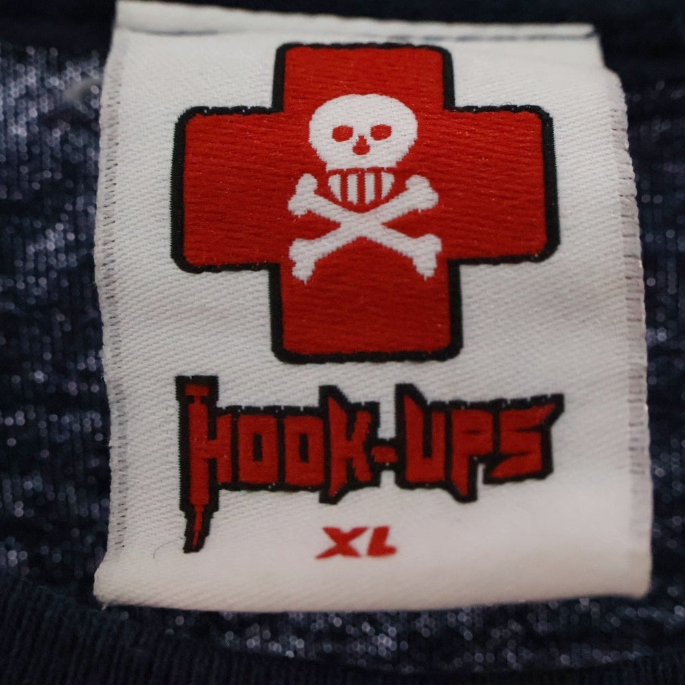 VINTAGE(ヴィンテージ) 90s HOOK UPS L/S フックアップス ロングスリーブ アームプリント Tシャツ 長袖カットソー ネイビー