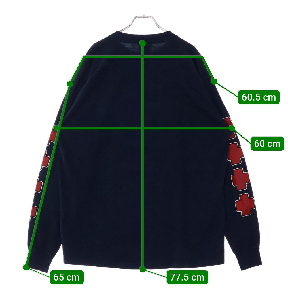 VINTAGE(ヴィンテージ) 90s HOOK UPS L/S フックアップス ロングスリーブ アームプリント Tシャツ 長袖カットソー ネイビー