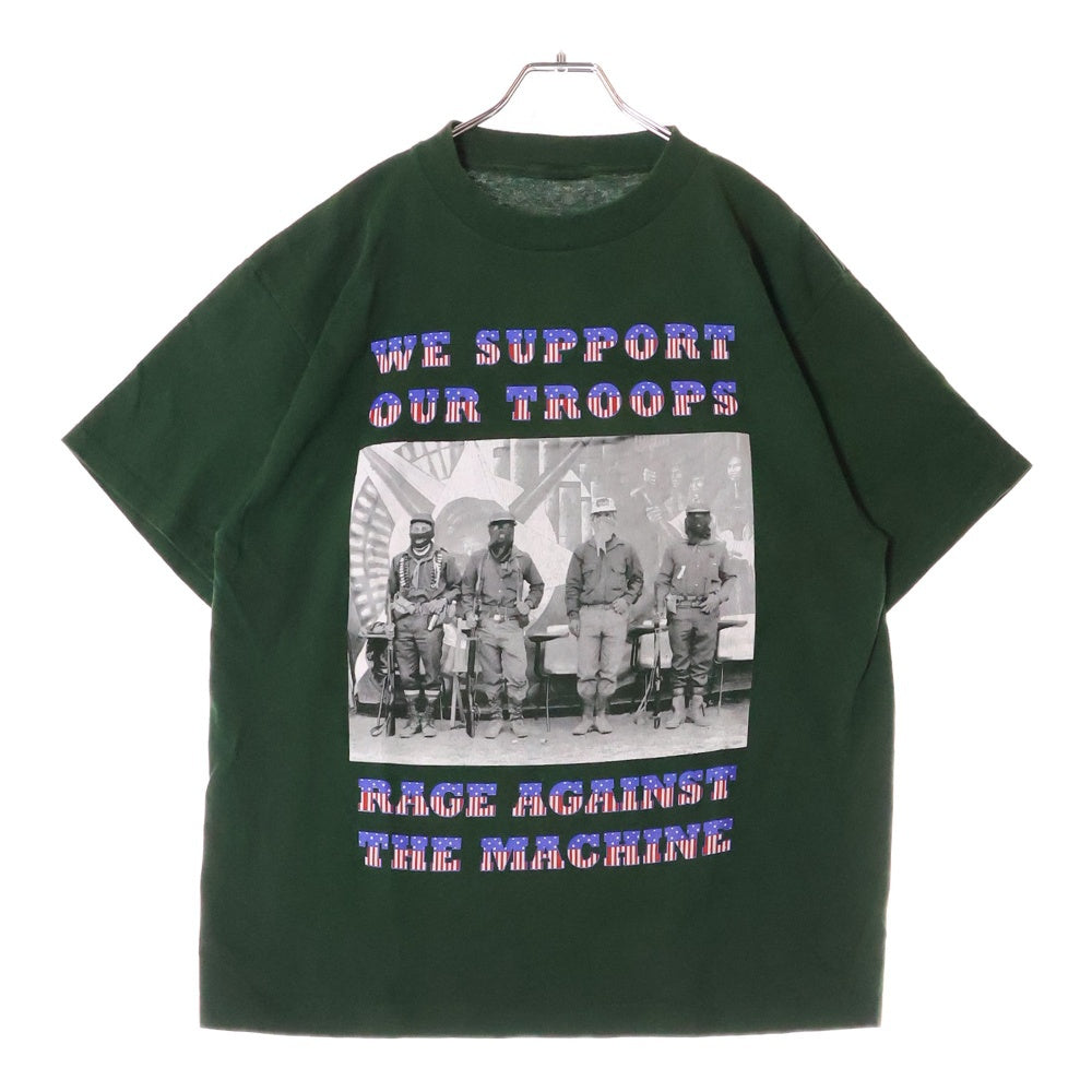 VINTAGE(ヴィンテージ) 00s RAGE AGAINST THE MACHINE WE SUPPORT OUR TROOPS レイジアゲインストザマシーン Tシャツ 半袖カットソー グリーン