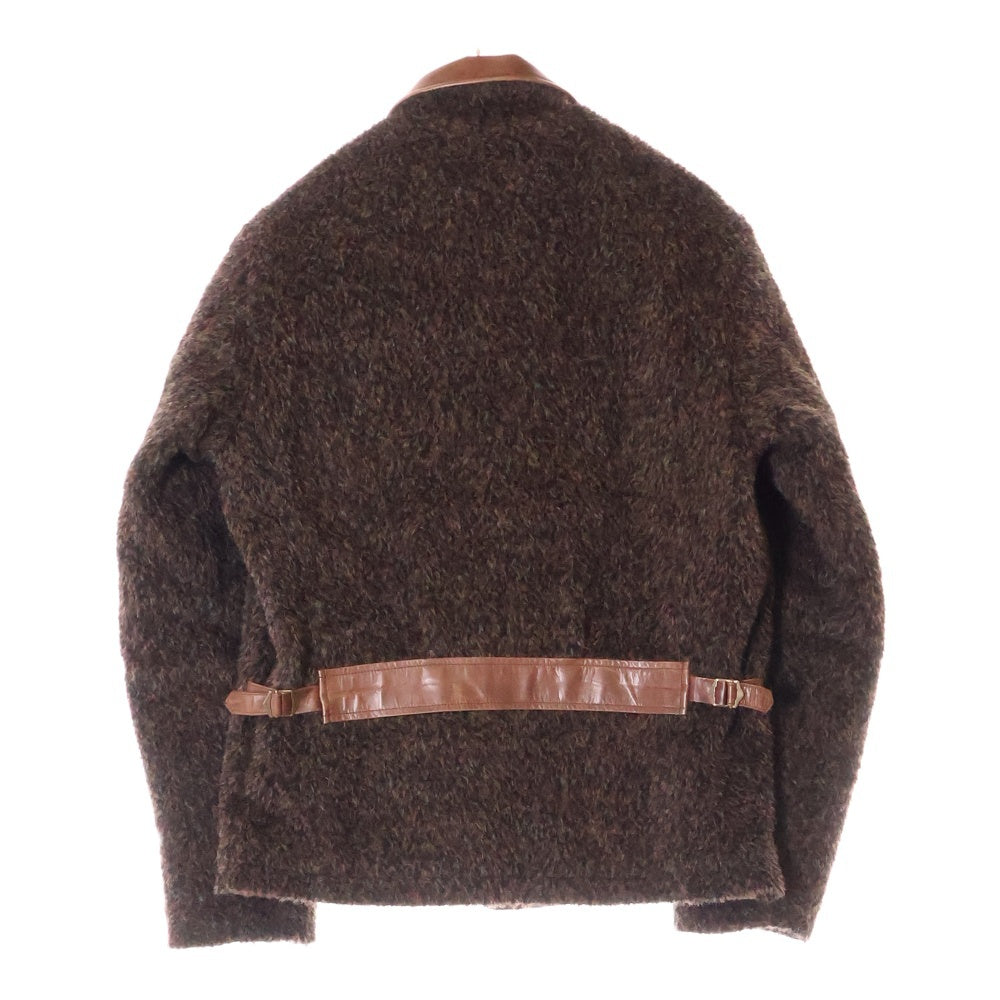 CALEE(キャリー) 14AW ALPACA SHAGGY LEATHER COMB SPORTS JACKET CL-14AW048 ホースハイド 馬革 レザー切替 アルパカ シャギー ジャケット ブラウン
