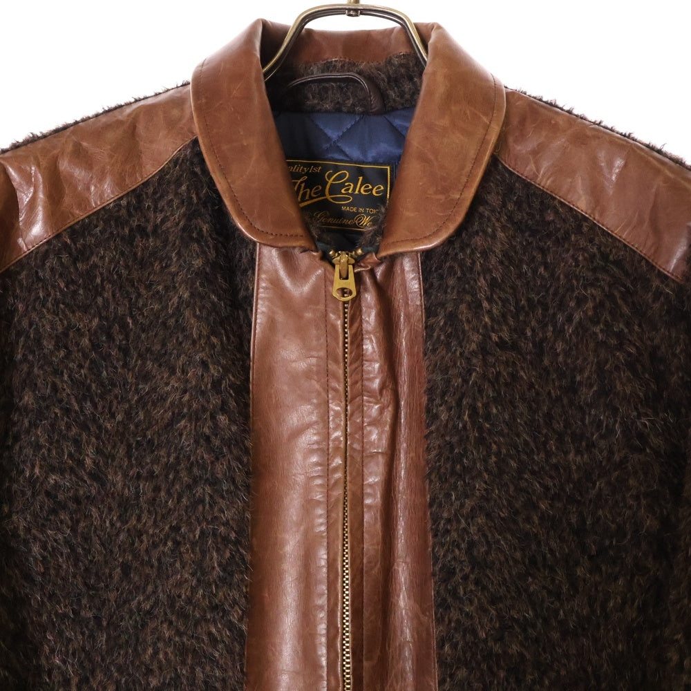 CALEE(キャリー) 14AW ALPACA SHAGGY LEATHER COMB SPORTS JACKET CL-14AW048 ホースハイド 馬革 レザー切替 アルパカ シャギー ジャケット ブラウン
