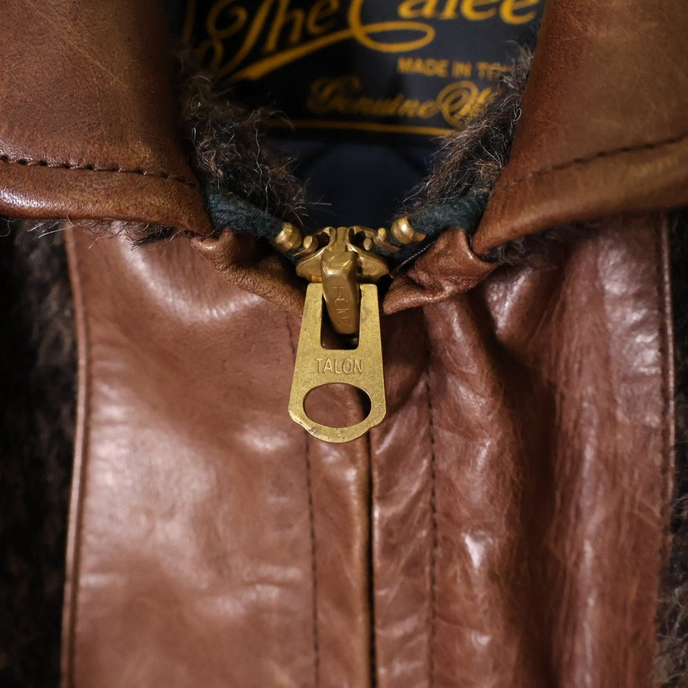 CALEE(キャリー) 14AW ALPACA SHAGGY LEATHER COMB SPORTS JACKET CL-14AW048 ホースハイド 馬革 レザー切替 アルパカ シャギー ジャケット ブラウン