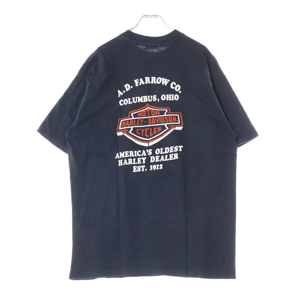 VINTAGE(ヴィンテージ) 80s HARLEY DAVIDSON 1 ON THE WANTED LIST ハーレーダビッドソン 両面プリント Tシャツ 半袖カットソー ブラック