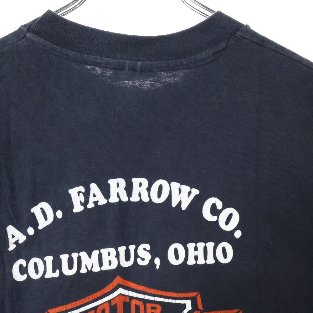 VINTAGE(ヴィンテージ) 80s HARLEY DAVIDSON 1 ON THE WANTED LIST ハーレーダビッドソン 両面プリント Tシャツ 半袖カットソー ブラック