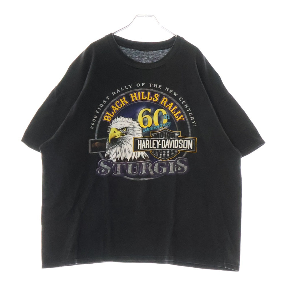 VINTAGE(ヴィンテージ) 00s HARLEY DAVIDSON BLACK HILLS RALLY 60th ハーレーダビッドソン 2000半袖 Tシャツ カットソー ブラック