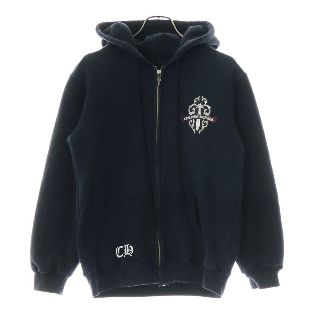 CHROME HEARTS(クロムハーツ) OLD Dagger Zip Hoodie オールドモデル ダガープリント 裏地サーマル ジップパーカーパーカー フーディー ブラック