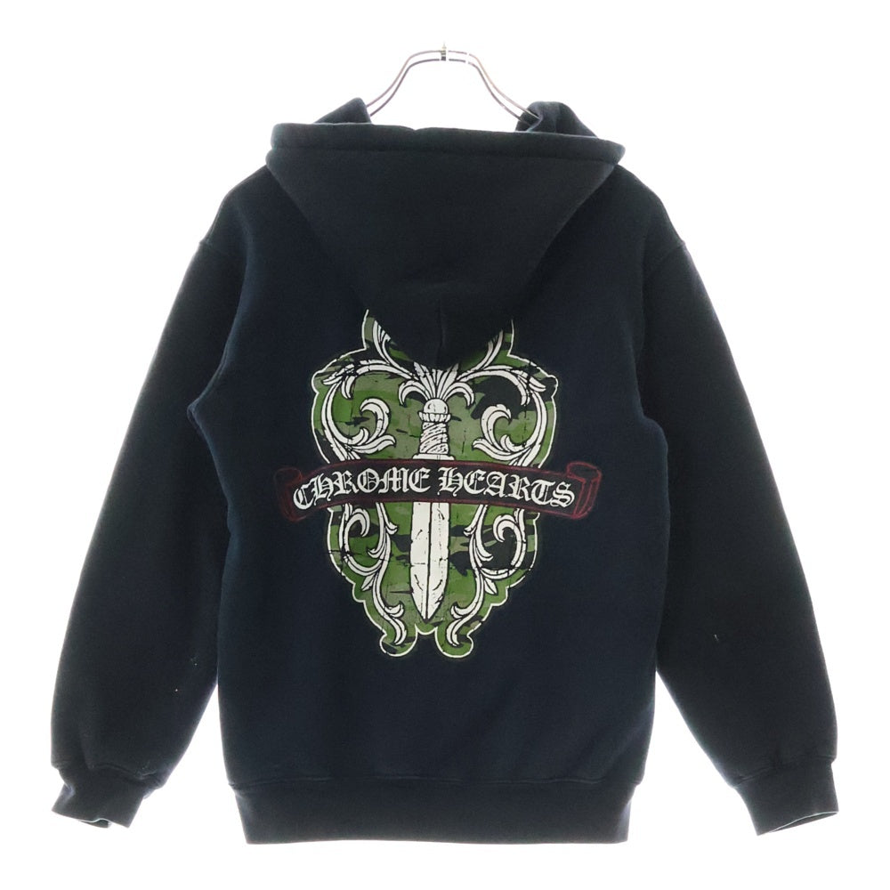 CHROME HEARTS(クロムハーツ) OLD Dagger Zip Hoodie オールドモデル ダガープリント 裏地サーマル ジップパーカーパーカー フーディー ブラック
