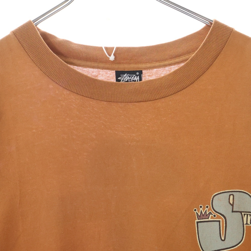 STUSSY(ステューシー) 80s OLD STUSSY 両面プリント Tシャツ 半袖カットソー オレンジ