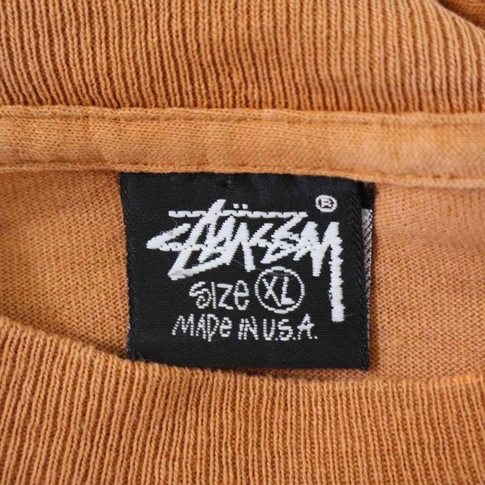 STUSSY(ステューシー) 80s OLD STUSSY 両面プリント Tシャツ 半袖カットソー オレンジ