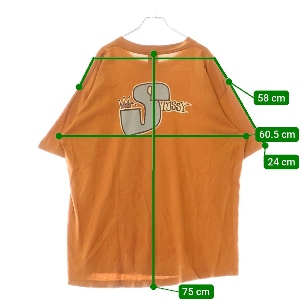 STUSSY(ステューシー) 80s OLD STUSSY 両面プリント Tシャツ 半袖カットソー オレンジ