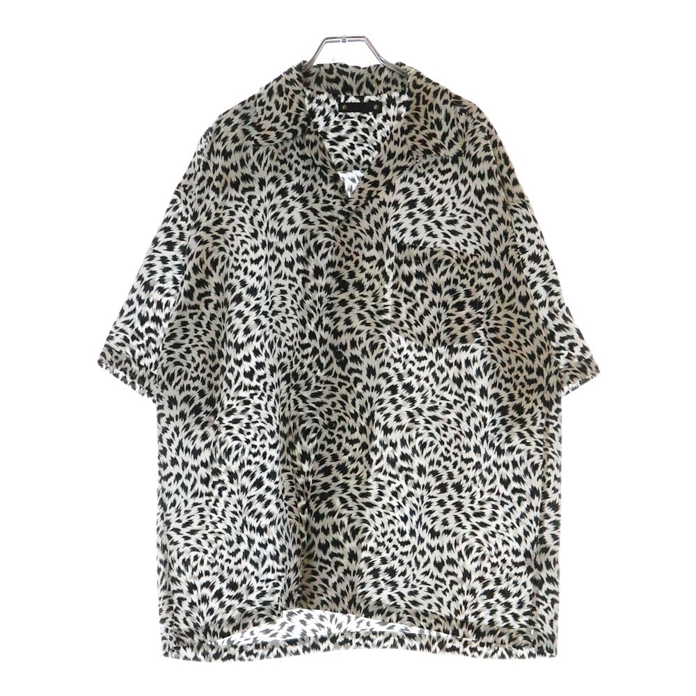 MINEDENIM(マインデニム) CD LEOPARD DENIM S/S OPEN COLLAR SHIRT 2206-5001 レオパード デニム オープンカラー 半袖シャツ ホワイト/ブラック