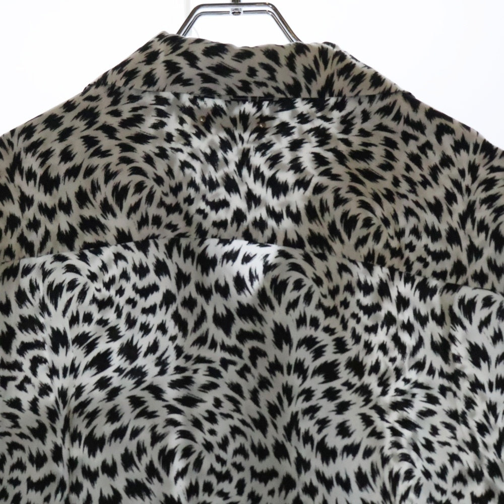 MINEDENIM(マインデニム) CD LEOPARD DENIM S/S OPEN COLLAR SHIRT 2206-5001 レオパード デニム オープンカラー 半袖シャツ ホワイト/ブラック