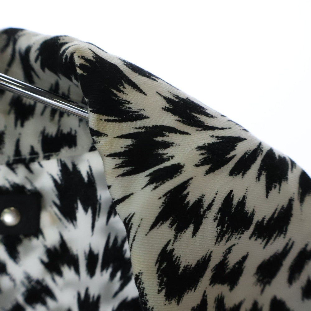 MINEDENIM(マインデニム) CD LEOPARD DENIM S/S OPEN COLLAR SHIRT 2206-5001 レオパード デニム オープンカラー 半袖シャツ ホワイト/ブラック