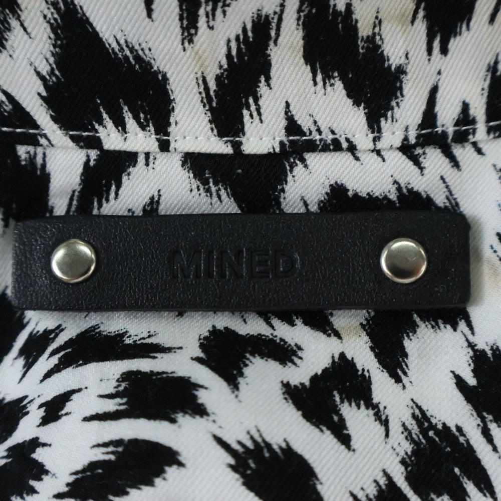 MINEDENIM(マインデニム) CD LEOPARD DENIM S/S OPEN COLLAR SHIRT 2206-5001 レオパード デニム オープンカラー 半袖シャツ ホワイト/ブラック