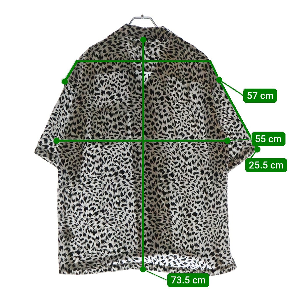 MINEDENIM(マインデニム) CD LEOPARD DENIM S/S OPEN COLLAR SHIRT 2206-5001 レオパード デニム オープンカラー 半袖シャツ ホワイト/ブラック