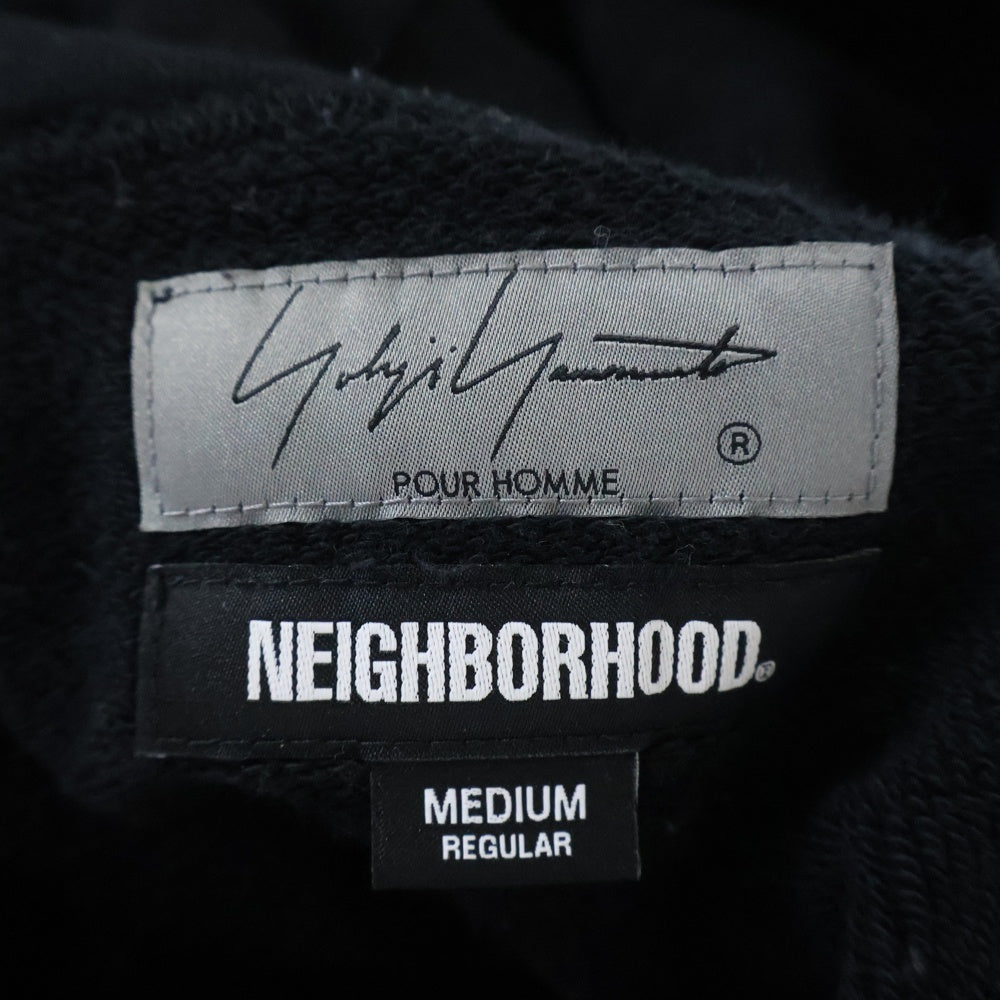 NEIGHBORHOOD(ネイバーフッド) ×Yohji Yamamoto YN. HOODED LS BLACK ヨウジヤマモト フロントロゴプルオーバーパーカー ブラック 222YAYYN-CSM01S HZ-T64-289