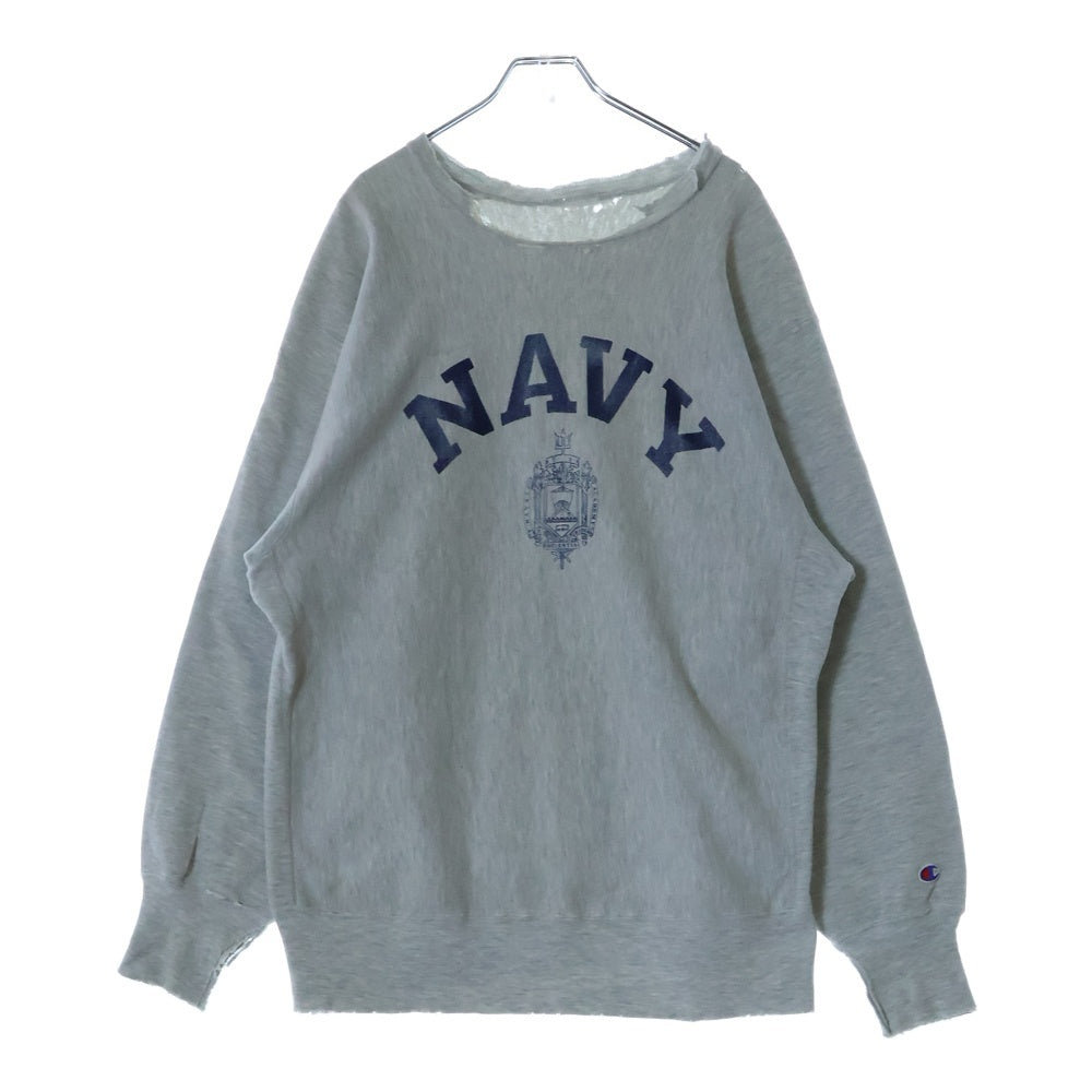 VINTAGE(ヴィンテージ) 80s フロントプリント リバースウィーブ NAVY スウェット ライトグレー