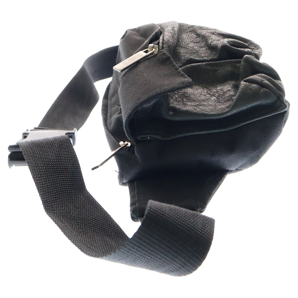 DIRK BIKKEMBERGS(ダークビッケンバーグ) レザー ナイロン コンビ ボディ ショルダー バック ブラック