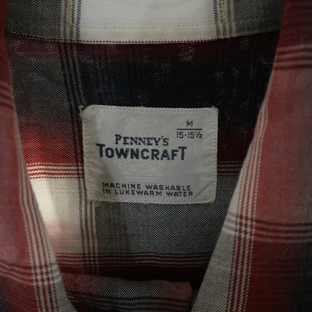 VINTAGE(ヴィンテージ) 60s TOWN CRAFT タウンクラフト オンブレチェック 長袖 シャツ レッド
