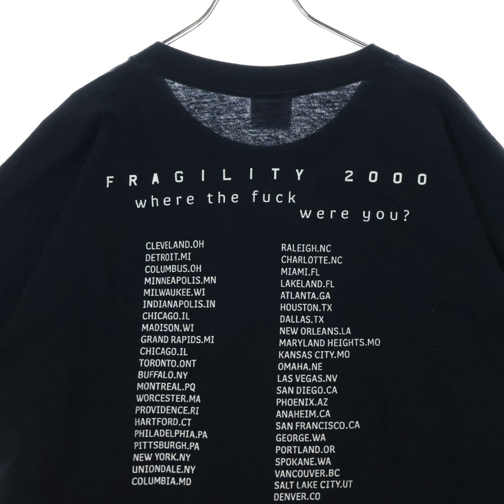 VINTAGE(ヴィンテージ) 00s NINE INCH NAILS THE FRAGILE FRAGILITY WHERE THE FUCK WHERE YOU? 2000 ナインインチネイルズ 両面プリント 半袖Tシャツ カットソー ブラック