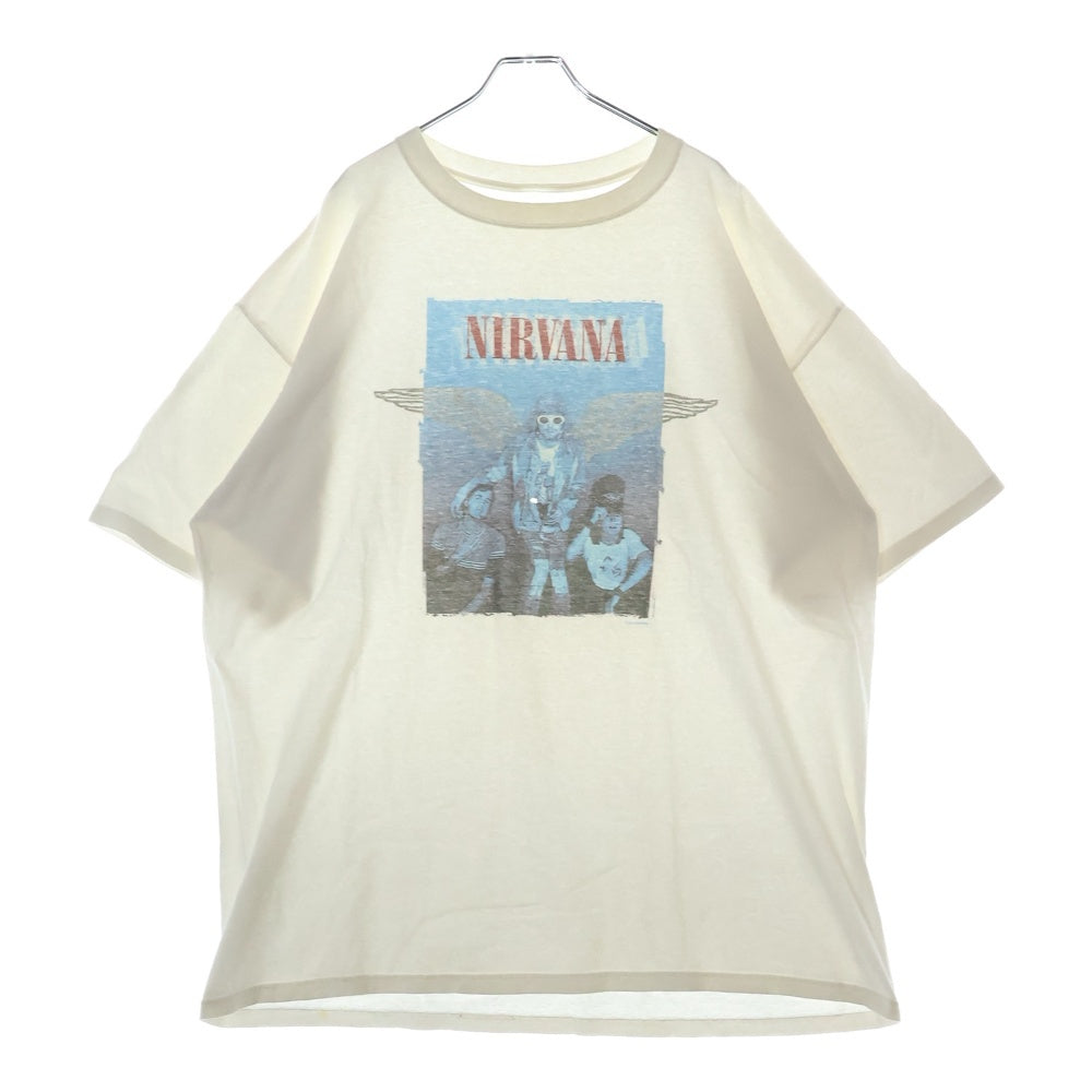 VINTAGE(ヴィンテージ) 00s NIRVANA BLUE BAR TEE ニルヴァーナ カートコバーン フロントプリント半袖Tシャツ カットソー ホワイト