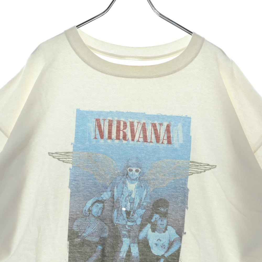 VINTAGE(ヴィンテージ) 00s NIRVANA BLUE BAR TEE ニルヴァーナ カートコバーン フロントプリント半袖Tシャツ カットソー ホワイト