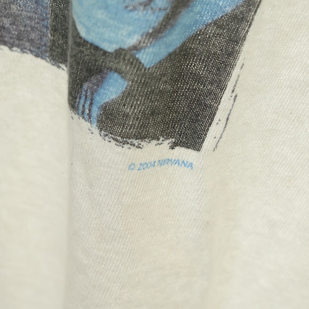 VINTAGE(ヴィンテージ) 00s NIRVANA BLUE BAR TEE ニルヴァーナ カートコバーン フロントプリント半袖Tシャツ カットソー ホワイト