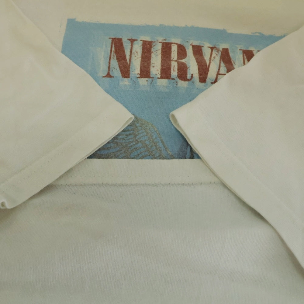 VINTAGE(ヴィンテージ) 00s NIRVANA BLUE BAR TEE ニルヴァーナ カートコバーン フロントプリント半袖Tシャツ カットソー ホワイト