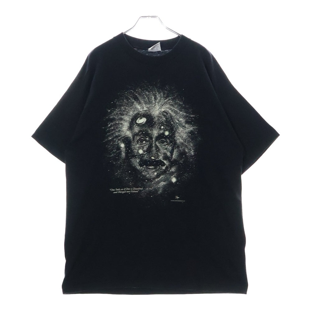 VINTAGE(ヴィンテージ) 90s ALBERT EINSTEIN 1993 SPACE ONE FEELS AS IF ONE IS DISSOLVED アインシュタイン フロント プリント Tシャツ 半袖カットソー ブラック
