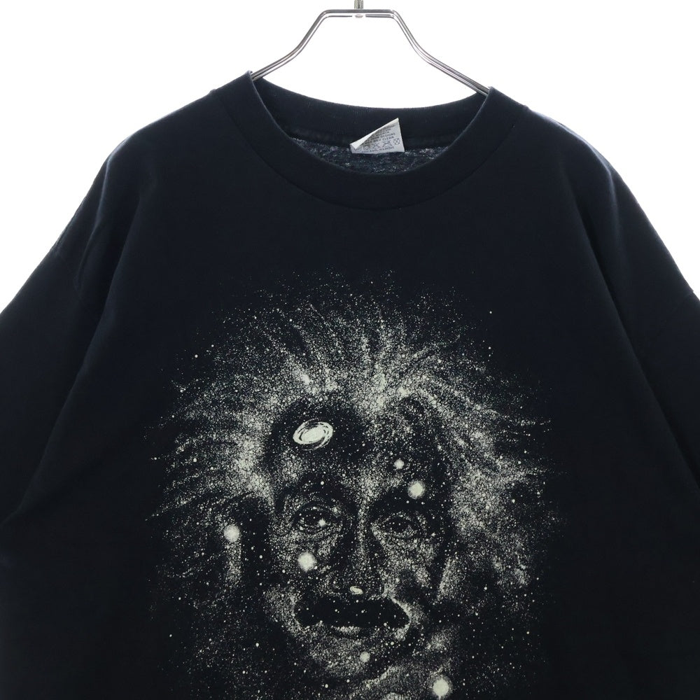 VINTAGE(ヴィンテージ) 90s ALBERT EINSTEIN 1993 SPACE ONE FEELS AS IF ONE IS DISSOLVED アインシュタイン フロント プリント Tシャツ 半袖カットソー ブラック