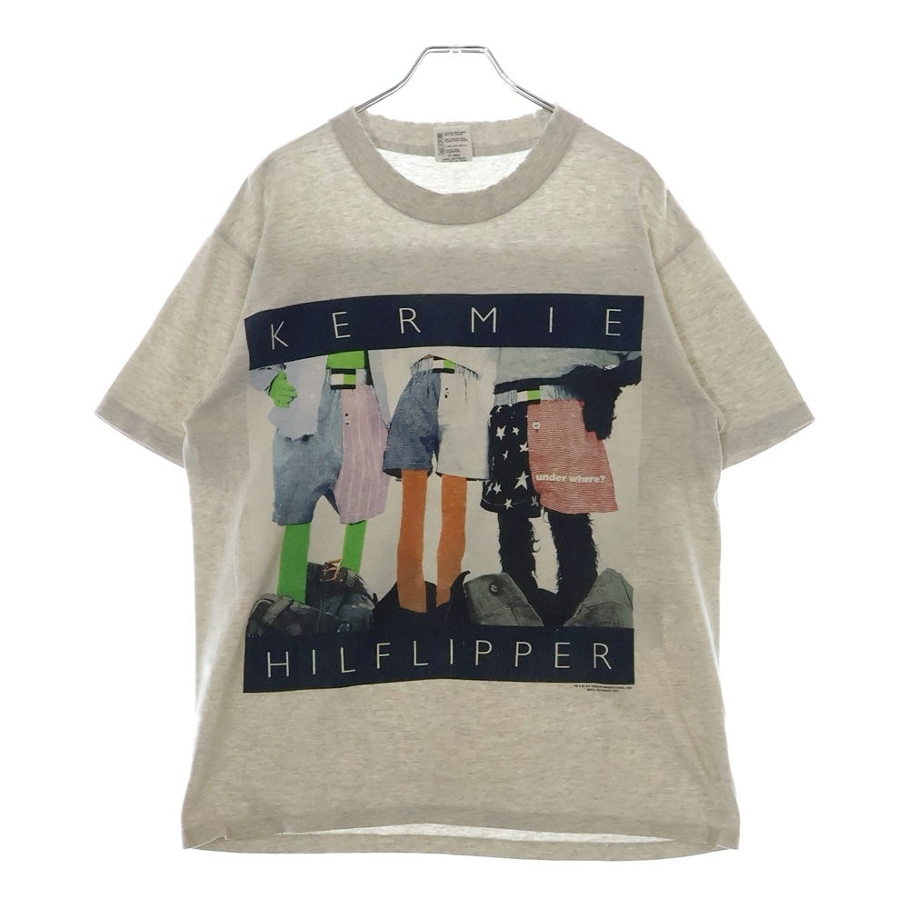 VINTAGE(ヴィンテージ) 90s KERMIE HILFLIPPER カーミー ヒルフリッパー トミー ヒルフィガー ロゴ パロディ Tシャツ 半袖カットソー グレー