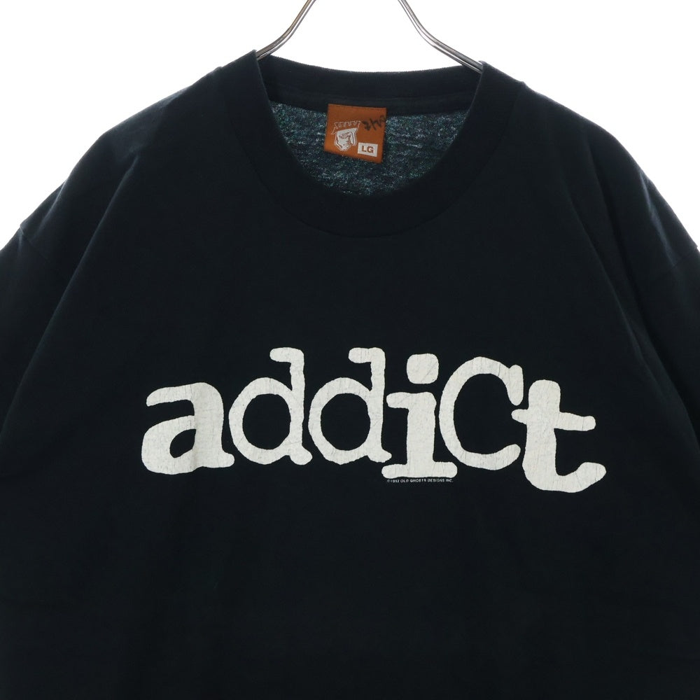 VINTAGE(ヴィンテージ) 90s OLD GHOSTS DESIGNS INC ADDICT 両面プリント 半袖Tシャツ カットソー ブラック