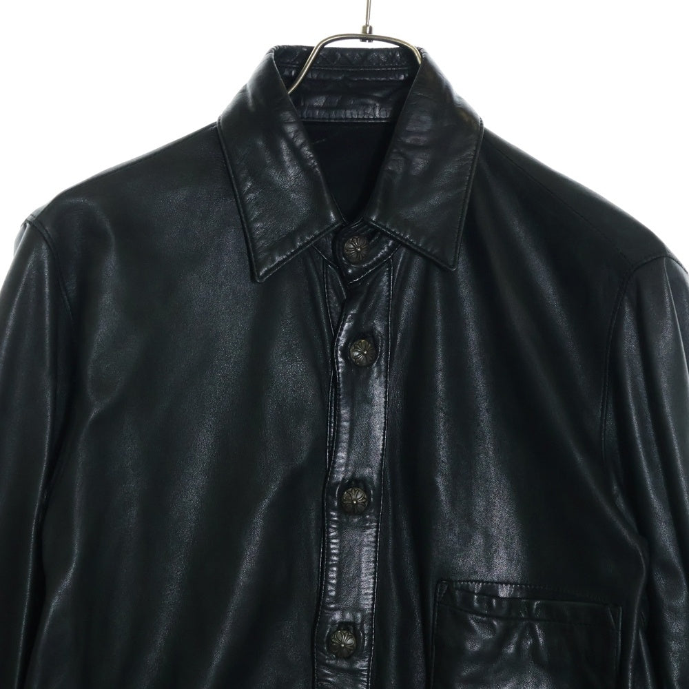 CHROME HEARTS(クロムハーツ) OLD LEATHER SHIRT クロスボール オールド レザー シャツ ブラック