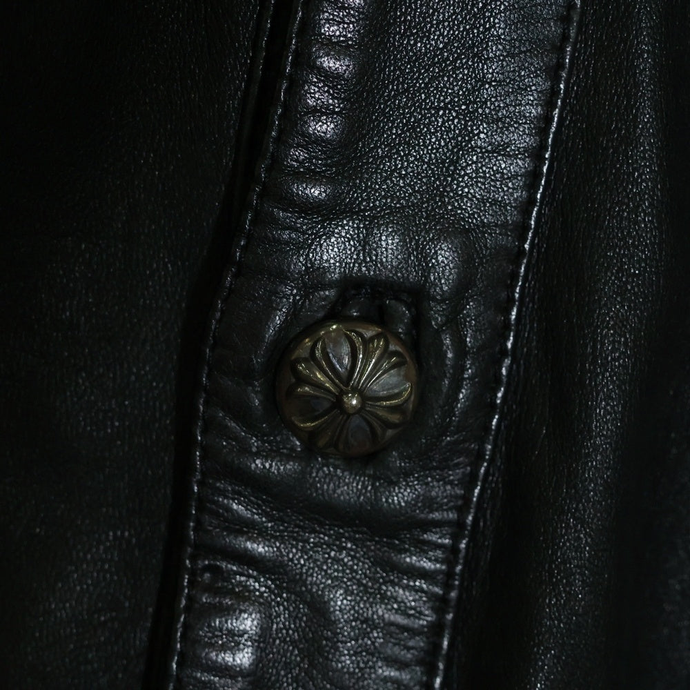 CHROME HEARTS(クロムハーツ) OLD LEATHER SHIRT クロスボール オールド レザー シャツ ブラック