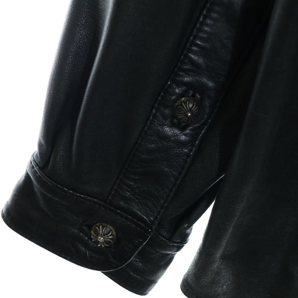 CHROME HEARTS(クロムハーツ) OLD LEATHER SHIRT クロスボール オールド レザー シャツ ブラック