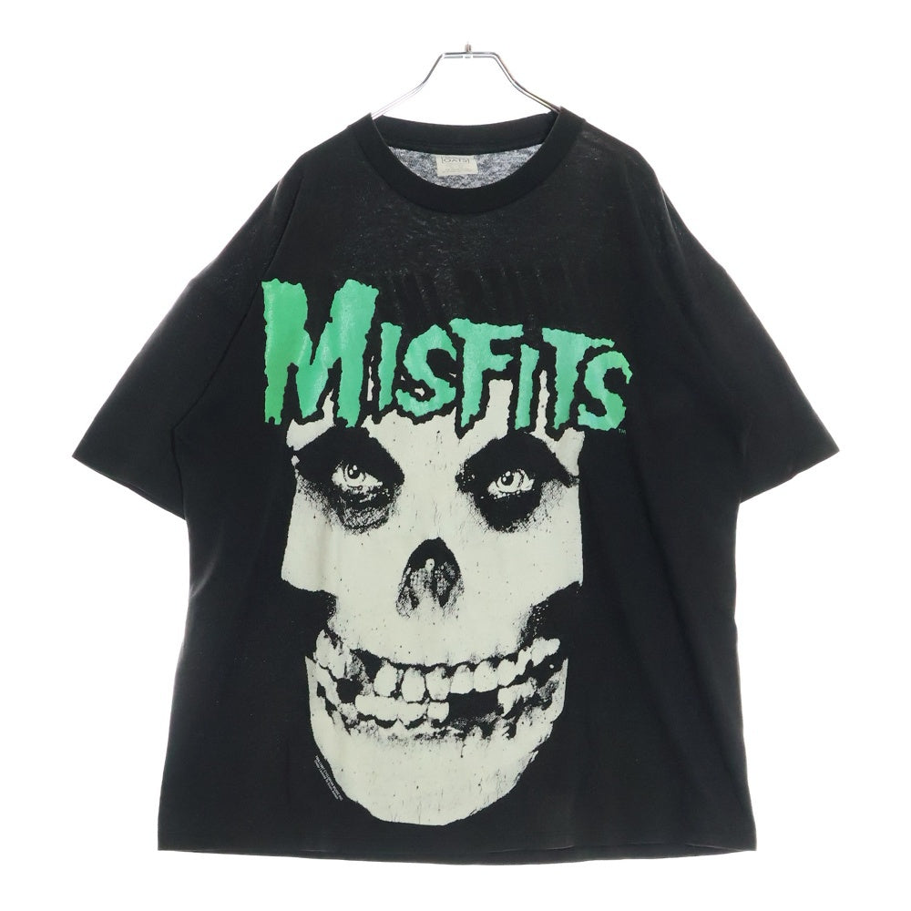 VINTAGE(ヴィンテージ) 90s MISFITS SKULL GREEN TEXT INVADE AMERICA IN 1998 ミスフィッツ ビックフェイス 両面プリント Tシャツ 半袖カットソー ブラック