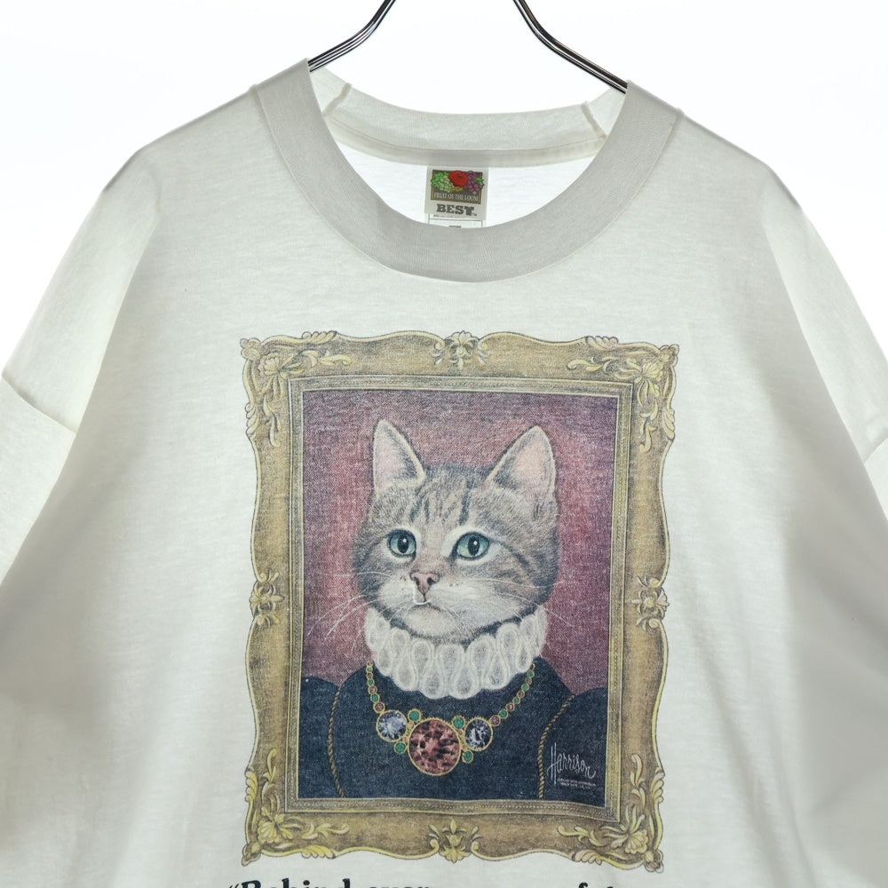 VINTAGE(ヴィンテージ) 00s CAT ART TEE キャットアート フロントプリント半袖Tシャツ カットソー ホワイト