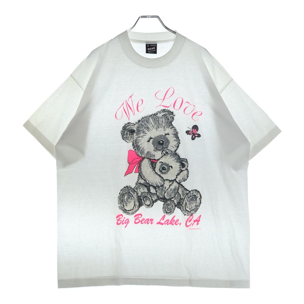 VINTAGE(ヴィンテージ) 90s We Love Big Bear Lake CA フロントプリント半袖Tシャツ カットソー ホワイト
