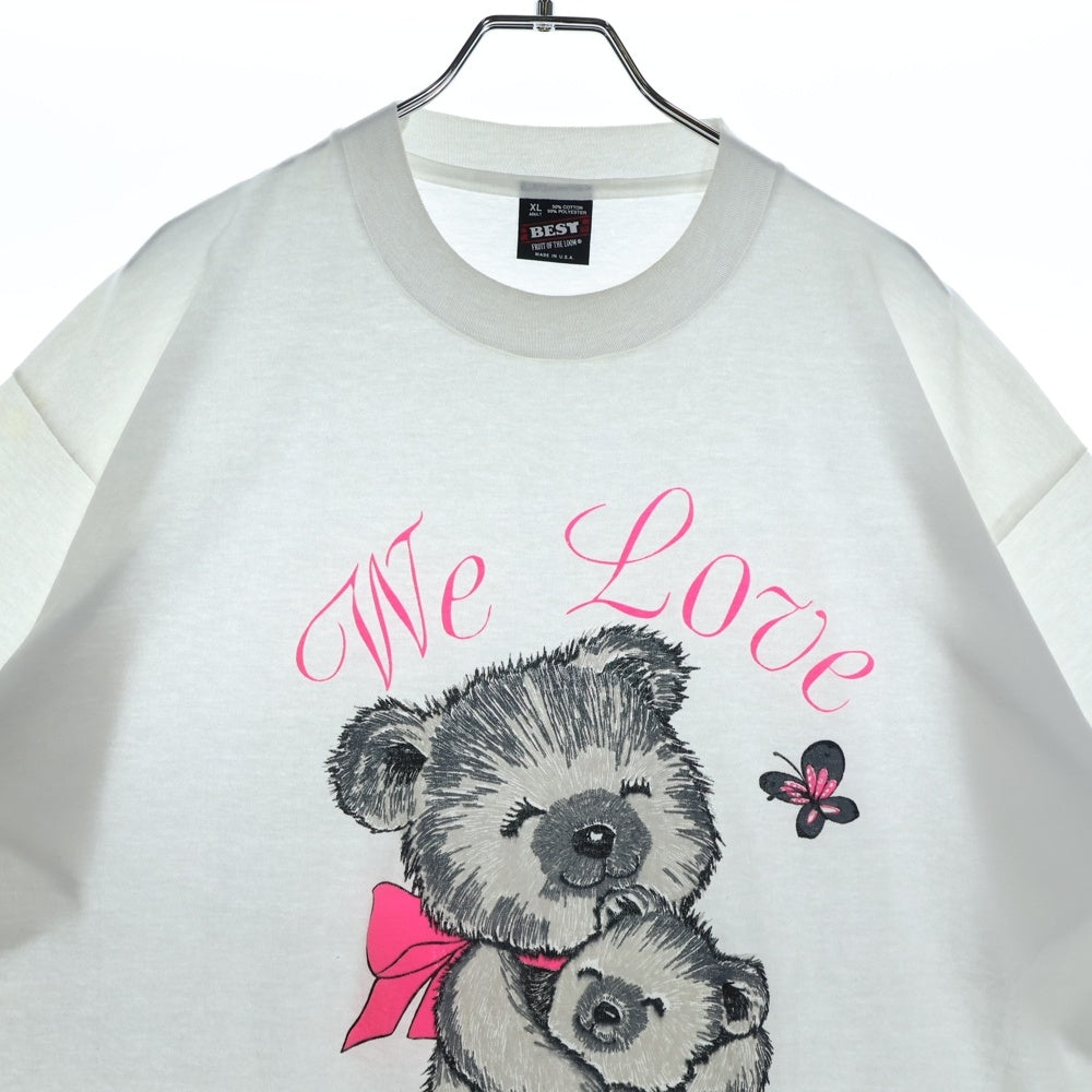 VINTAGE(ヴィンテージ) 90s We Love Big Bear Lake CA フロントプリント半袖Tシャツ カットソー ホワイト