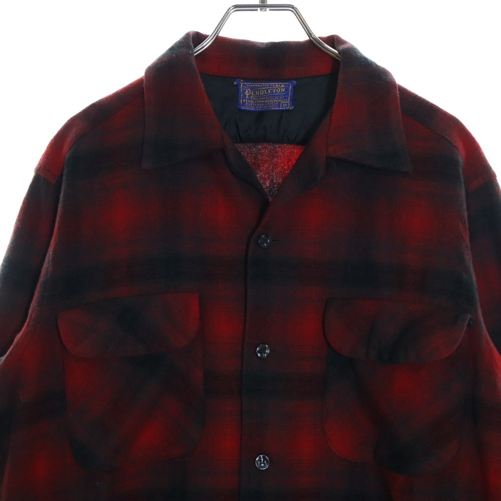 PENDLETON(ペンドルトン) 60s オンブレチェック ウール 長袖シャツ レッド/ブラック