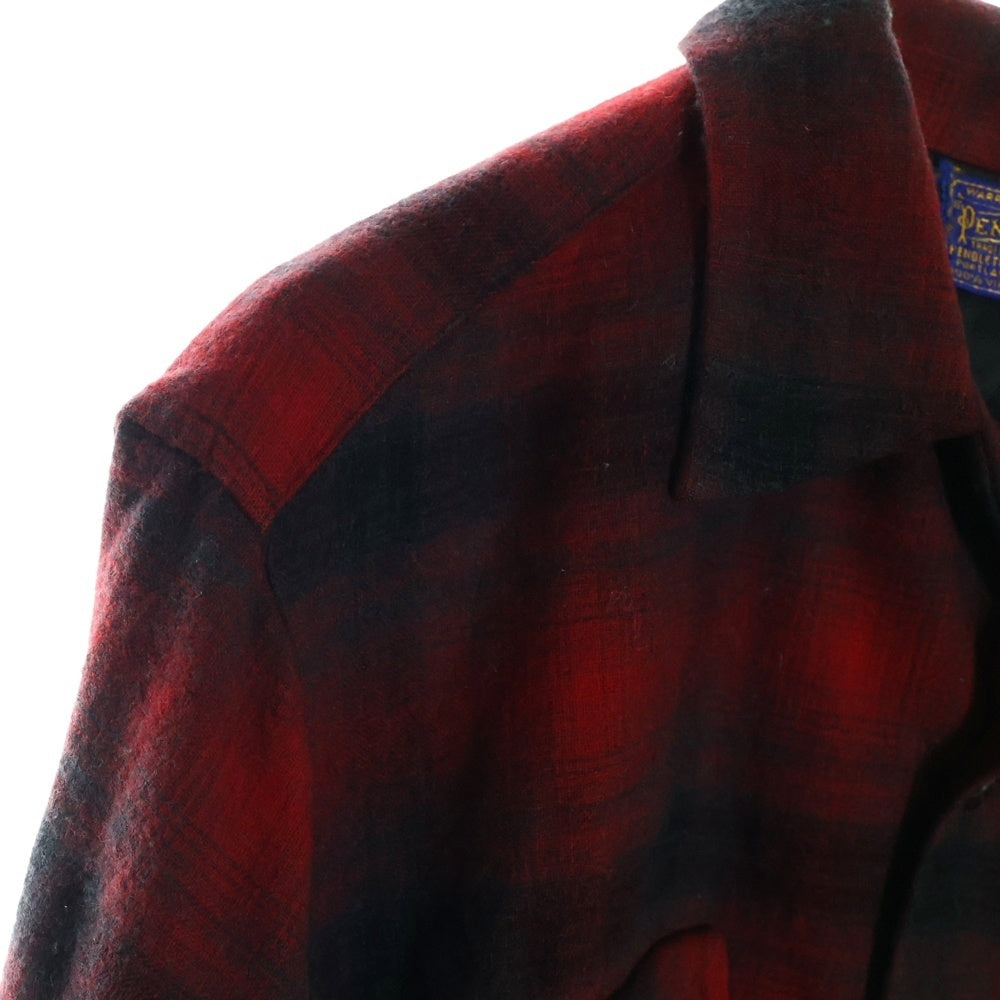 PENDLETON(ペンドルトン) 60s オンブレチェック ウール 長袖シャツ レッド/ブラック