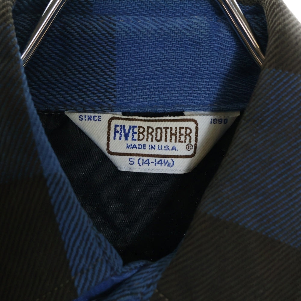 VINTAGE(ヴィンテージ) 70~80s FIVEBROTHER USA製 ファイブブラザー 裏地キルティング チェック長袖シャツ ブルー/ブラック